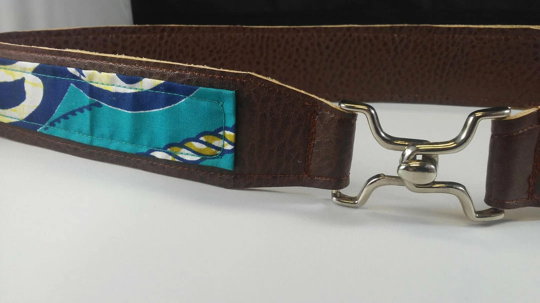 Tidal Cool Vegan Leather And Ankara Belt With Metal Buckle Closure