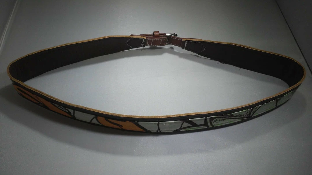 Tidal Cool Vegan Leather And Ankara Belt With Adjustable Buckle Closure