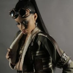 Tidal Cool Short Steampunk Bolero Jacket With Coat Tails And Hardware Bomber Jackets