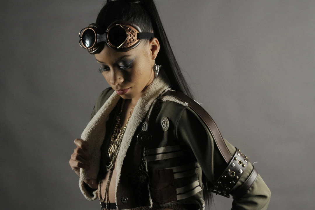 Tidal Cool Short Steampunk Bolero Jacket With Coat Tails And Hardware Bomber Jackets