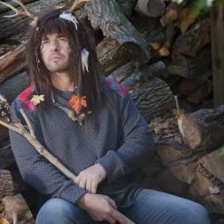 Tidal Cool Tops And Ponchos Men's Pullover In Grey Quilted Thermal With Red Checkered Shoulder Detail