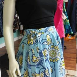 Tidal Cool A-Line Canvas Wrap Skirt In Blue Floral