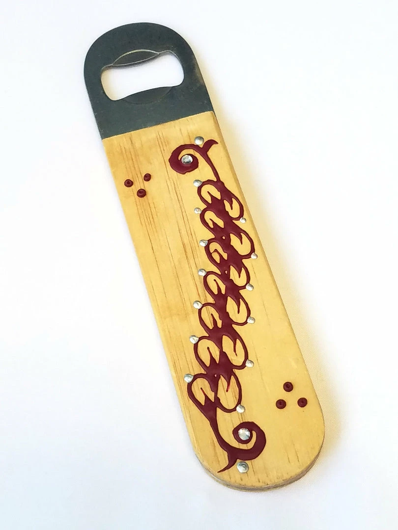 Tidal Cool Handmade Wooden Bottle Openers With Handpainted Henna Inspired Decoration Henna Art And Decor