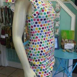 Tidal Cool Sherbet Colored Polka Dot Knit Dress With Flutter Sleeves And Fitted Shape Dresses