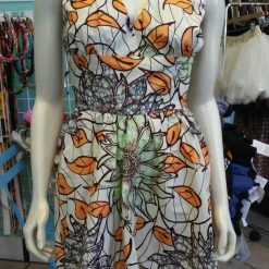 Tidal Cool Flirty Floral Halter Ankara Sundress In Vlisco African Wax Block Cotton