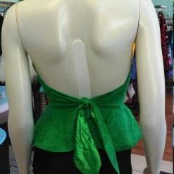 Tidal Cool Flirty Green Eyelet Lace Halter Top With Peplum