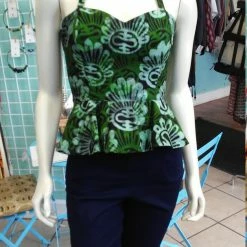 Tidal Cool Tops And Ponchos Reversible Batik Pin Up Halter With Fitted Bodice And Flirty Peplum