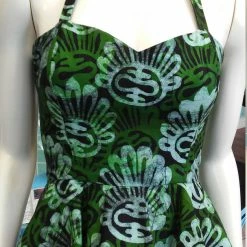 Tidal Cool Tops And Ponchos Reversible Batik Pin Up Halter With Fitted Bodice And Flirty Peplum