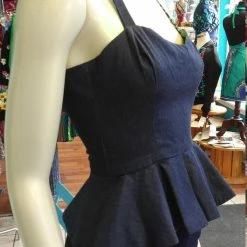 Tidal Cool Tops And Ponchos Reversible Batik Pin Up Halter With Fitted Bodice And Flirty Peplum