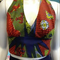 Tidal Cool Tops And Ponchos Flirty Ankara Midriff Halter In South African Wax Cotton