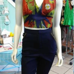 Tidal Cool Tops And Ponchos Flirty Ankara Midriff Halter In South African Wax Cotton