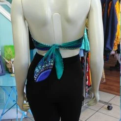 Tidal Cool Flirty Ankara Midriff Halter In African Wax Dashiki Cotton