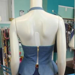 Tidal Cool Neckties, Vests, Pocket Squares And Cummerbunds Reversible Pin Up Halter With Fitted Bodice And Flirty Peplum In Underwater Sea Print