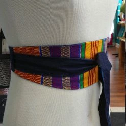 Tidal Cool Reversible Kente And Denim Obi Belt