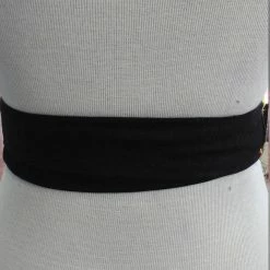 Tidal Cool Reversible African Kente Cloth And Black Linen Obi Belt