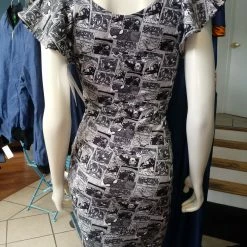 Tidal Cool Dresses Geek Chic Marvel Comic Strip Knit Dress With Flutter Sleeves And Fitted Shape