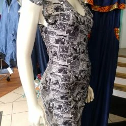 Tidal Cool Dresses Geek Chic Marvel Comic Strip Knit Dress With Flutter Sleeves And Fitted Shape