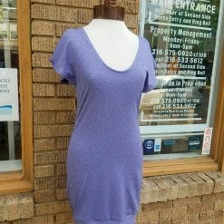 Tidal Cool Lavender Performance Knit Dress With Flutter Sleeves And Fitted Shape