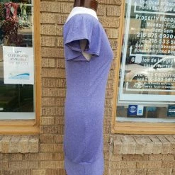 Tidal Cool Lavender Performance Knit Dress With Flutter Sleeves And Fitted Shape