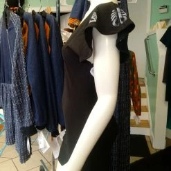 Tidal Cool Black Stretch Knit Dress With Flutter Sleeves And Fitted Shape Dresses