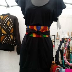 Tidal Cool Black Stretch Knit Dress With Flutter Sleeves And Fitted Shape Dresses