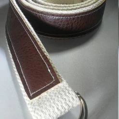 Tidal Cool Vegan Leather And Natural Canvas Belt With Adjustable D Ring Closure