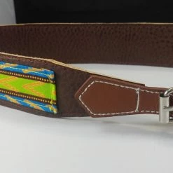 Tidal Cool Vegan Leather And Ankara Belt With Adjustable Buckle Closure
