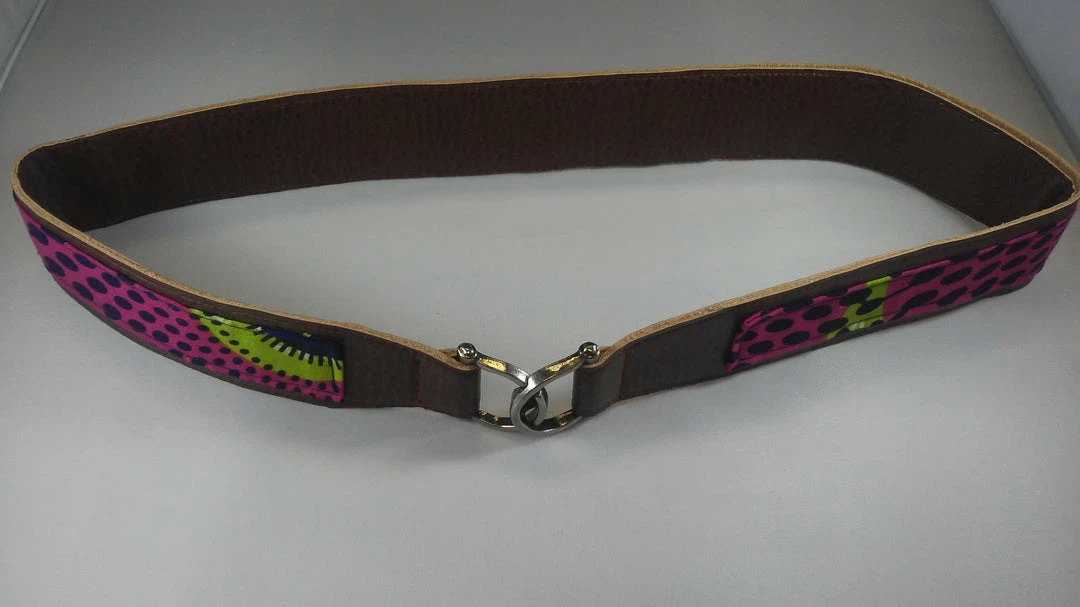 Tidal Cool Belts, Hats And Accessories Vegan Leather And Ankara Belt With Metal Buckle Closure