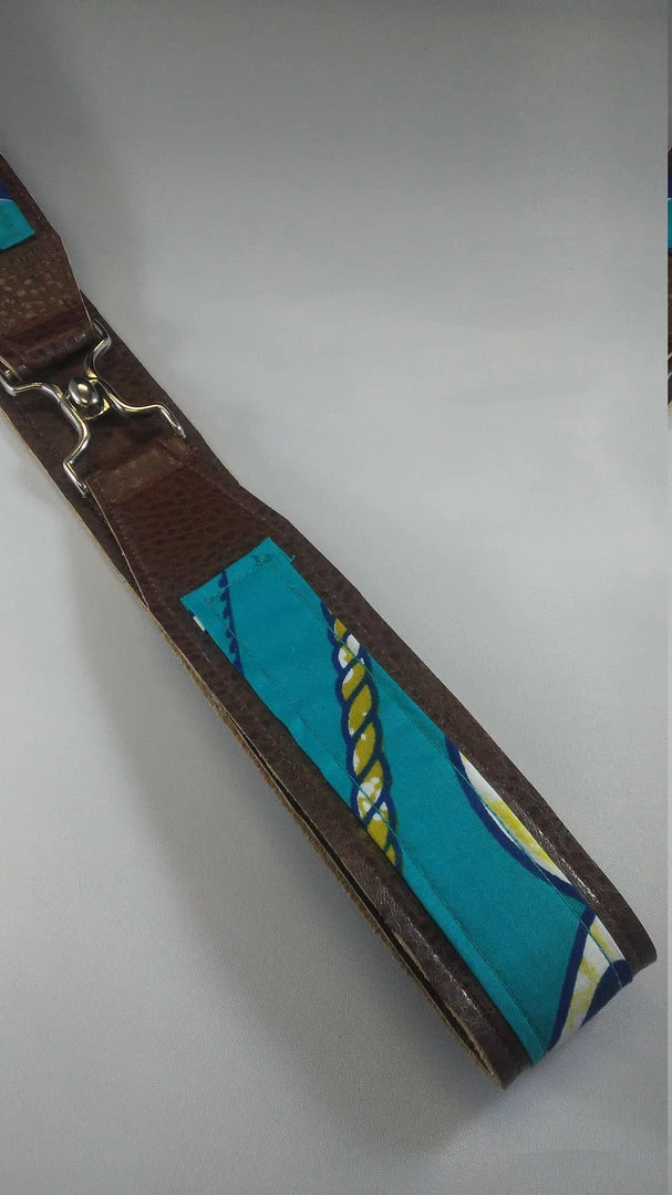 Tidal Cool Vegan Leather And Ankara Belt With Metal Buckle Closure