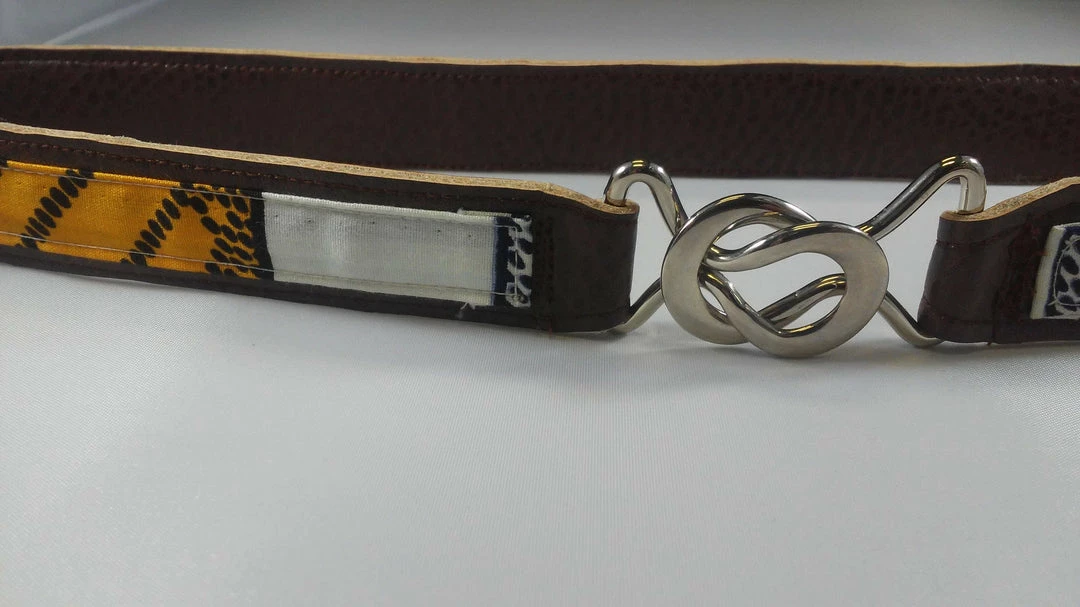 Tidal Cool Belts, Hats And Accessories Vegan Leather And Ankara Belt With Metal Buckle Closure