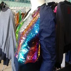 Tidal Cool Bomber Jackets Rainbow Sequin Color Shift Bomber Jacket