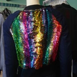 Tidal Cool Bomber Jackets Rainbow Sequin Color Shift Bomber Jacket