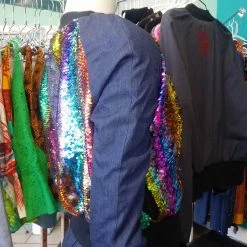 Tidal Cool Bomber Jackets Rainbow Sequin Color Shift Bomber Jacket