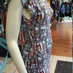 Tidal Cool Geek Chic Nightmare Before Christmas Knit Dress With Flutter Sleeves And Fitted Shape Dresses