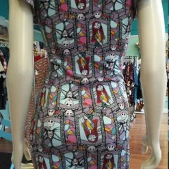 Tidal Cool Geek Chic Nightmare Before Christmas Knit Dress With Flutter Sleeves And Fitted Shape Dresses