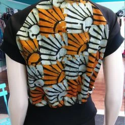 Tidal Cool Tops And Ponchos Unisex African Batik And Jersey Crew Neck Pullover In Ankara Cotton With Sun Motif