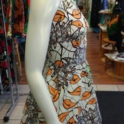 Tidal Cool Flirty Floral Halter Ankara Sundress In Vlisco African Wax Block Cotton