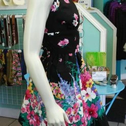 Tidal Cool Flirty Floral Halter Sundress In Vintage Paneled Cotton