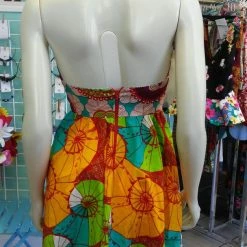 Tidal Cool Flirty Seashell Halter Ankara Sundress With Pockets In African Wax Block Cotton Dresses