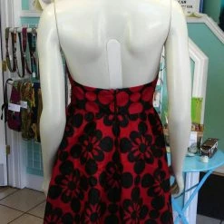 Tidal Cool Dresses Flirty Halter Ankara Sundress In Bold Red And Black African Wax Block Cotton