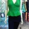 Tidal Cool Flirty Green Eyelet Lace Halter Top With Peplum