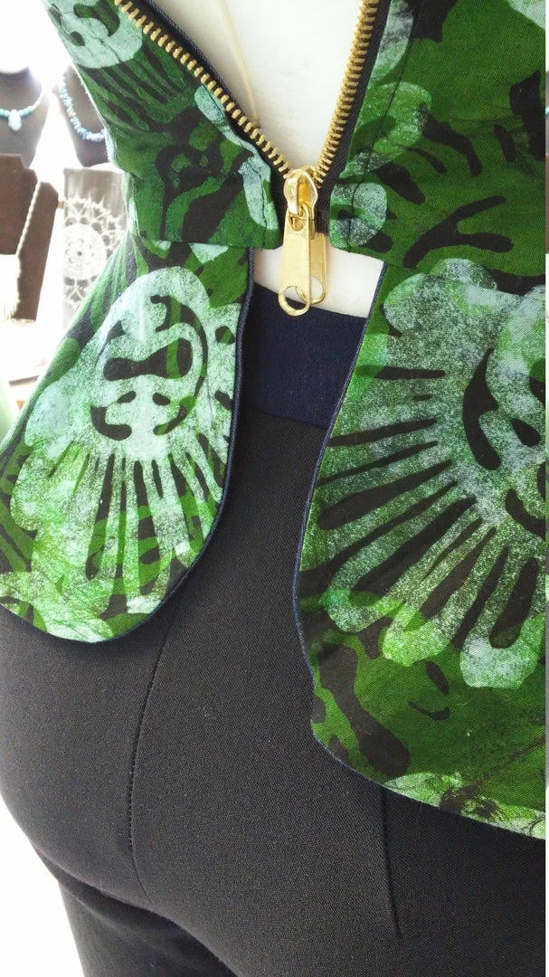 Tidal Cool Tops And Ponchos Reversible Batik Pin Up Halter With Fitted Bodice And Flirty Peplum