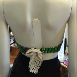 Tidal Cool Flirty Ankara Midriff Halter In Green And Brown African Wax Cotton Tops And Ponchos