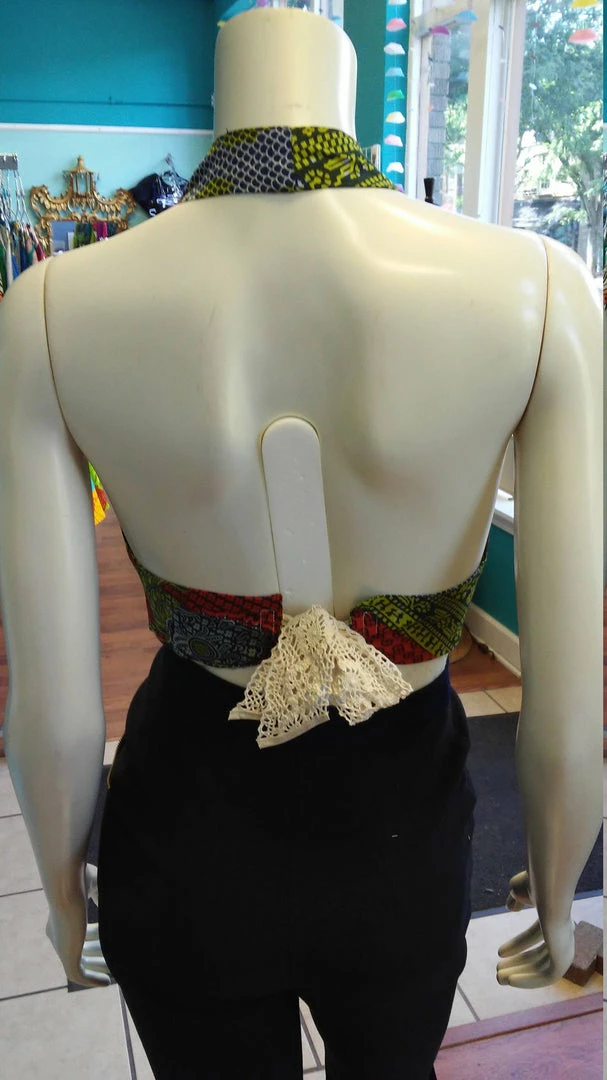 Tidal Cool Tops And Ponchos Flirty Ankara Midriff Halter In South African Wax Cotton