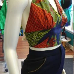 Tidal Cool Tops And Ponchos Flirty Ankara Midriff Halter In South African Wax Cotton