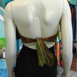 Tidal Cool Flirty Red Ankara Midriff Halter In African Wax Block Java Dashiki Cotton