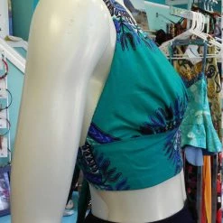 Tidal Cool Flirty Ankara Midriff Halter In African Wax Dashiki Cotton