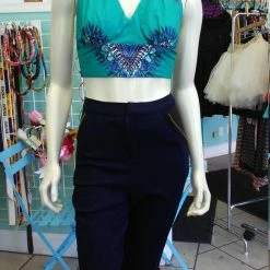 Tidal Cool Flirty Ankara Midriff Halter In African Wax Dashiki Cotton