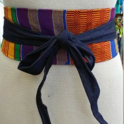 Tidal Cool Reversible Kente And Denim Obi Belt