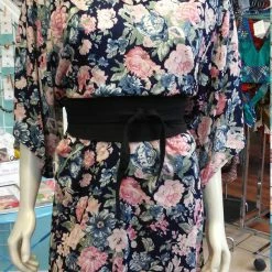 Tidal Cool Silky Flutter Sleeve Tunic Dress With Shirttail Hem In Navy Floral Belts, Hats And Accessories